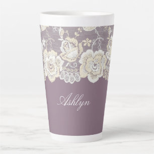 Caneca De Café Latte Orquídea Romântica Roxa Chuveiro de Noiva Floral