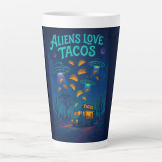 Caneca De Café Latte Os Aliens Amam Tacos
