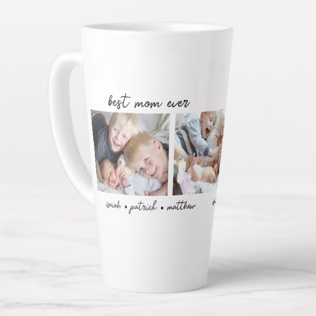 Caneca De Café Latte Os Nomes das Crianças da Melhor Mãe (Ângulo esquerdo)