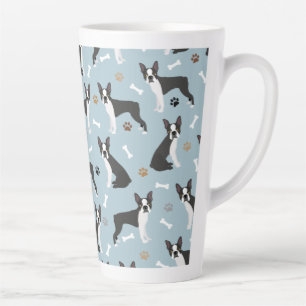 Caneca De Café Latte Ossos e patas de Boston Terrier