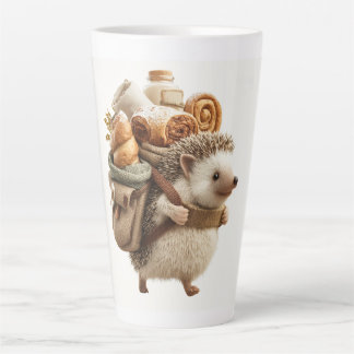 Caneca De Café Latte ouriço-cacheiro usando uma mochila cheia de pastel