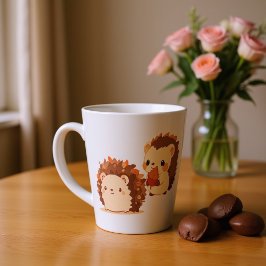 Caneca De Café Latte ouriços fofos de outono – Animais fofinhos da flor