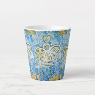 Caneca De Café Latte Ouro Azul Guardião Anjo Personalizado Lâmpadas da 