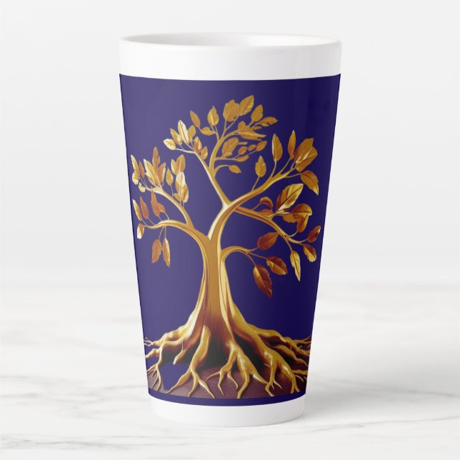 Caneca De Café Latte Ouro Bloom Lata Grande (Frente)
