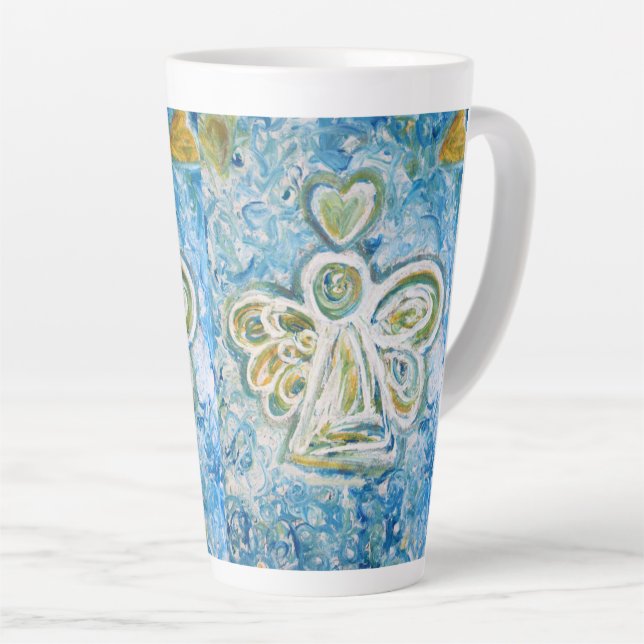 Caneca De Café Latte Ouro Blue Guardian Angel Latch Cup Personalizado (Ângulo direito)