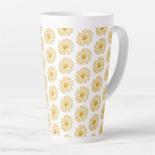 Caneca De Café Latte Ouro das margaridas amarelas do Impressão, padrã