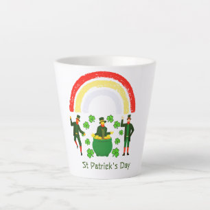 Caneca De Café Latte Ouro do Leprechaun Pote Arco-íris Dia de São Patrí