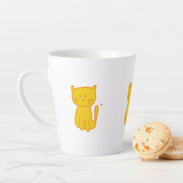 Caneca De Café Latte Ouro Lucky Cat Doodle