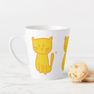 Caneca De Café Latte Ouro Lucky Cat Doodle