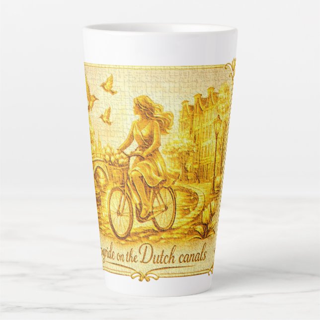 Caneca De Café Latte OuroAmsterdã MinimalistaCimentoArtístico (Frente)