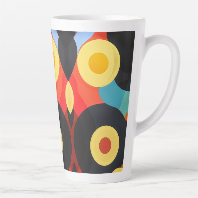 Caneca De Café Latte Ousado abstrato laranja amarelo (Direita)