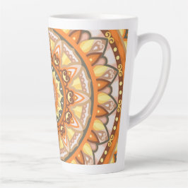 Caneca De Café Latte Outono Elegante Padrão de Design de Mandala Boho 