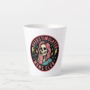 Caneca De Café Latte Overstimulado Clube do Mães Skull Mensagem Mãe Vid