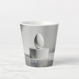 Caneca De Café Latte Ovo de Páscoa minimalista em pedestal moderno