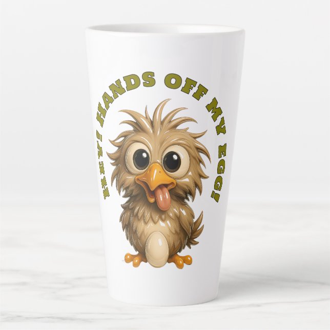 Caneca De Café Latte Ovo Engraçado Guarda (Frente)