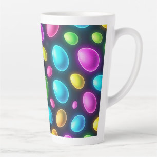 Caneca De Café Latte Ovo/Primavera de Páscoa de cor clara/néon