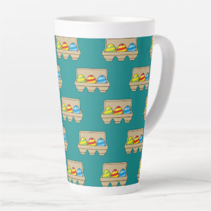 Caneca De Café Latte Pack of Colorful Cartoon Easter Eggs