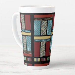 Caneca De Café Latte Padrão 1 de Faixa de Bloco Mexicano