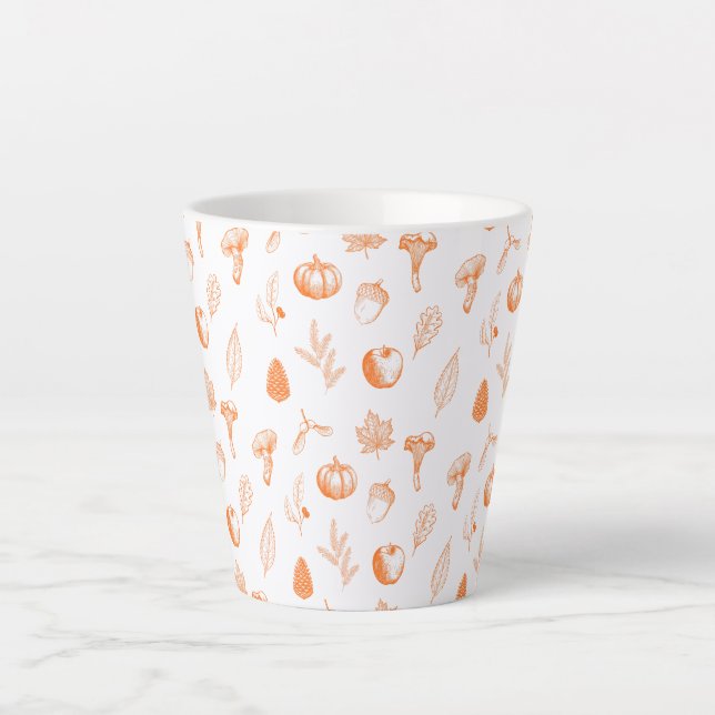 Caneca De Café Latte Padrão Aconchegante de Outono (Frente)