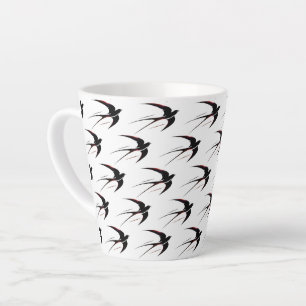 Caneca De Café Latte Padrão Andorinhas Pretas em Voo