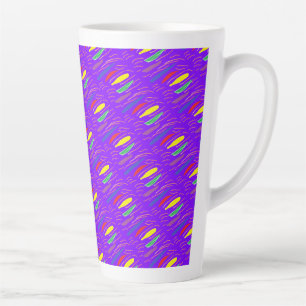 Caneca De Café Latte Padrão artístico em roxo quebradiço