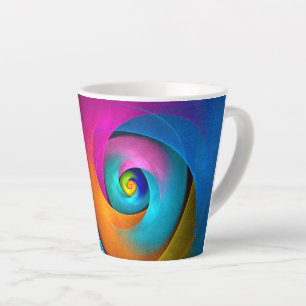 Caneca De Café Latte Padrão Azul Cor-de-rosa Abstrato Floral Moderno #1