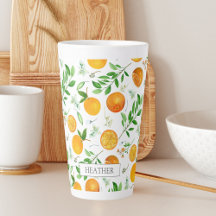 Padrão Botânico Floral de Citrus Laranja de Verão