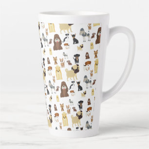Caneca De Café Latte padrão branco dos cães de fundo