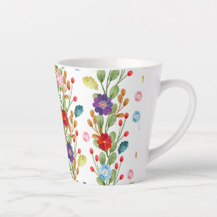 Caneca De Café Latte Padrão Colorido das Flores de Água- 67488