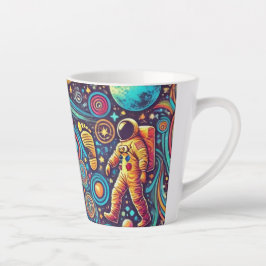 Caneca De Café Latte Padrão Colorido do Espachante do Astronauta