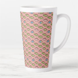Caneca De Café Latte Padrão contínuo de dinossauro fofo