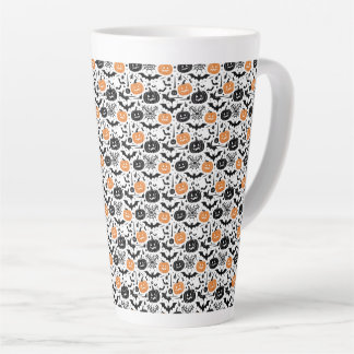 Caneca De Café Latte Padrão contínuo de Halloween assustador