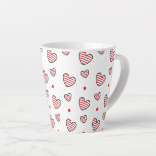 Caneca De Café Latte Padrão Corações 21