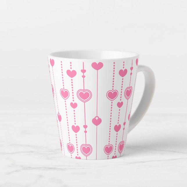 Caneca De Café Latte Padrão Corações 26 (Ângulo direito)