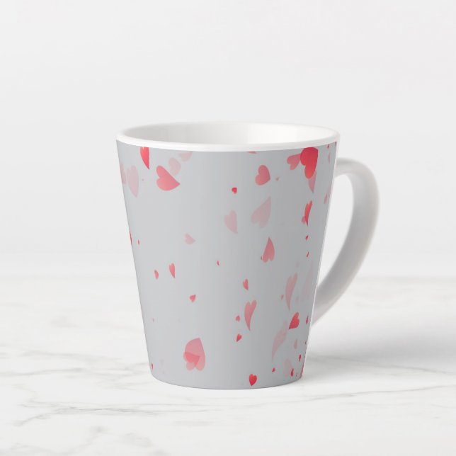 Caneca De Café Latte Padrão Corações 37 (Ângulo direito)