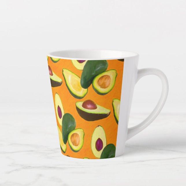 Caneca De Café Latte Padrão de Abacate Pintado (Direita)