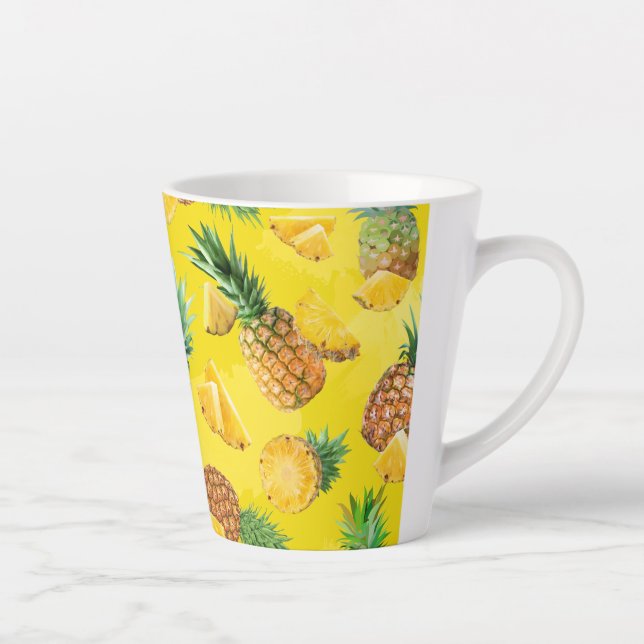 Caneca De Café Latte Padrão de Abacaxi 7 (Direita)