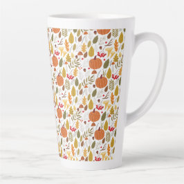 Caneca De Café Latte Padrão de Abóbora de Outono