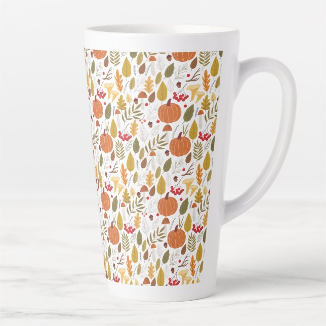 Caneca De Café Latte Padrão de Abóbora de Outono (Direita)