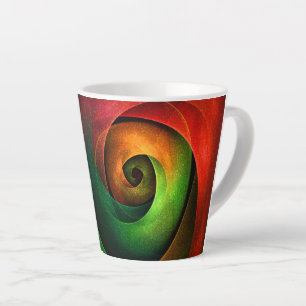 Caneca De Café Latte Padrão de Abstrato de Arte Vermelha Verde Floral M