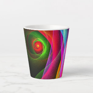 Caneca De Café Latte Padrão de Abstrato de Arte Vermelho Verde Laranja 