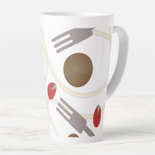 Caneca De Café Latte Padrão de Almôndegas de Espaguete Legal