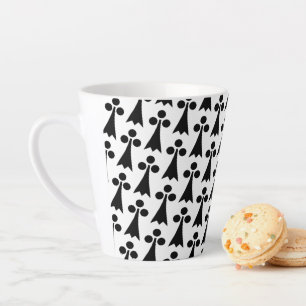 Caneca De Café Latte Padrão de Arminho, Padrão Medieval, Preto no Branc