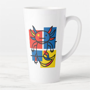 Caneca De Café Latte Padrão de Arte Abstrata Divertido de Axolote Piet