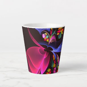 Caneca De Café Latte Padrão de Arte Abstrata Floral Colorida Moderna #0