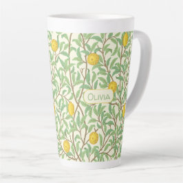 Caneca De Café Latte Padrão de Árvore de Limão Botânico Vintage