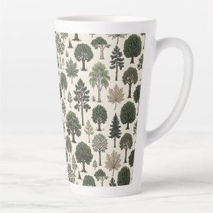 Caneca De Café Latte Padrão de Árvores
