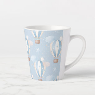 Caneca De Café Latte Padrão de Balões Azuis