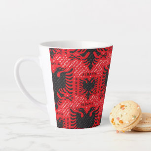 Caneca De Café Latte Padrão de bandeira albanês 2