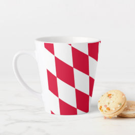 Caneca De Café Latte Padrão de bandeira de diamante da Baviera Vermelha